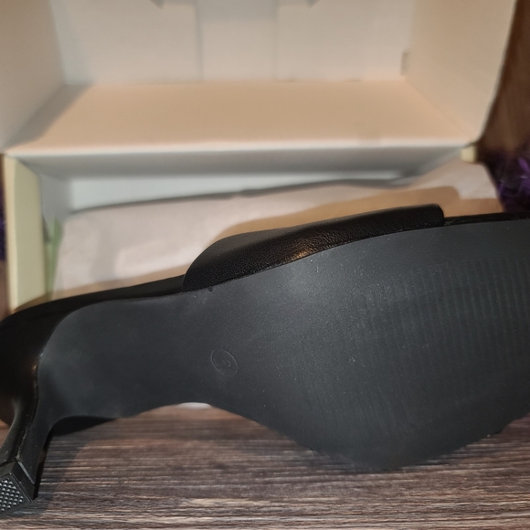 Ruched Squared Opened Toed High Heels Dress Pump Sandals Black size 6 - Picture 9 of 13